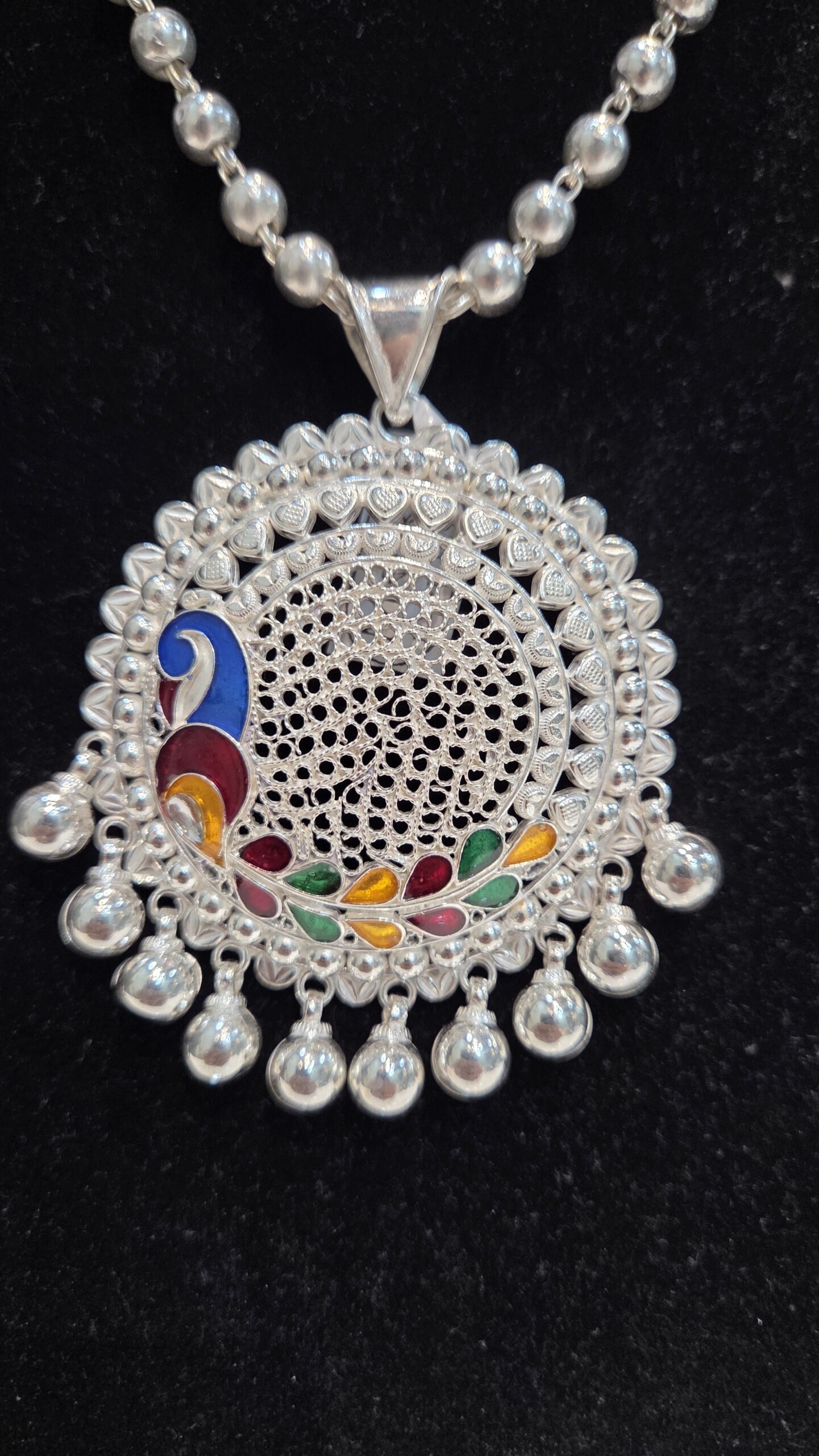 SILVER PENDENT SET | SILVER PENDENT | SILVER GOLI MALA - Image 3