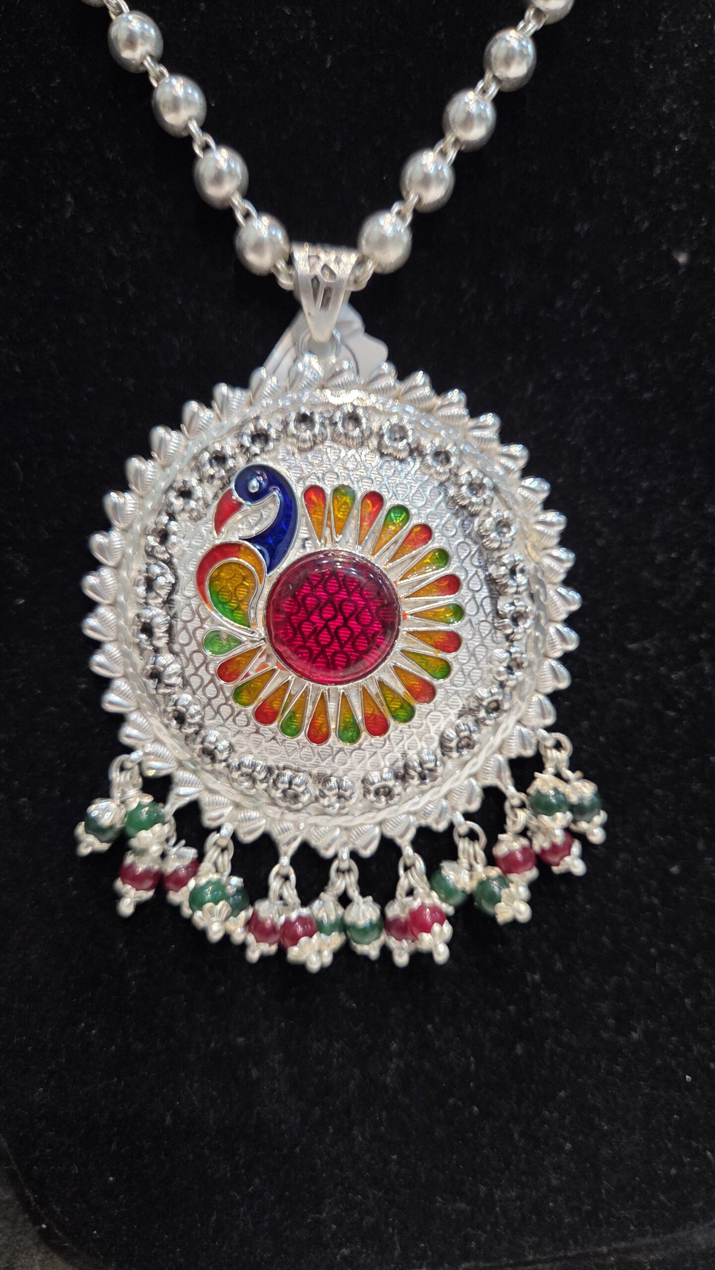 SILVER PENDENT SET | SILVER PENDENT | SILVER GOLI MALA - Image 3