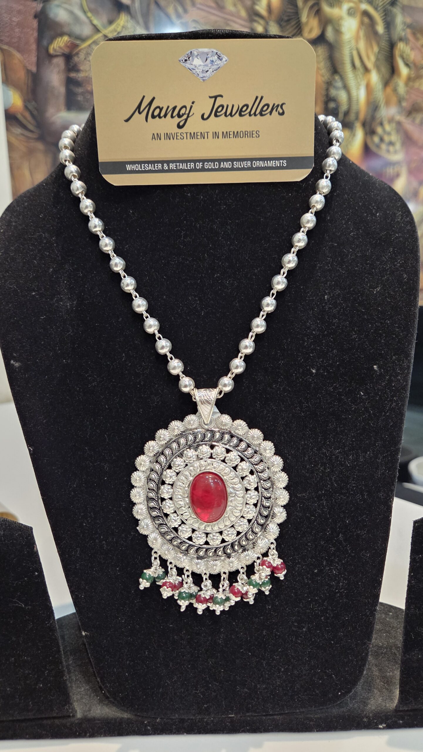 SILVER PENDENT SET | SILVER PENDENT | SILVER GOLI MALA