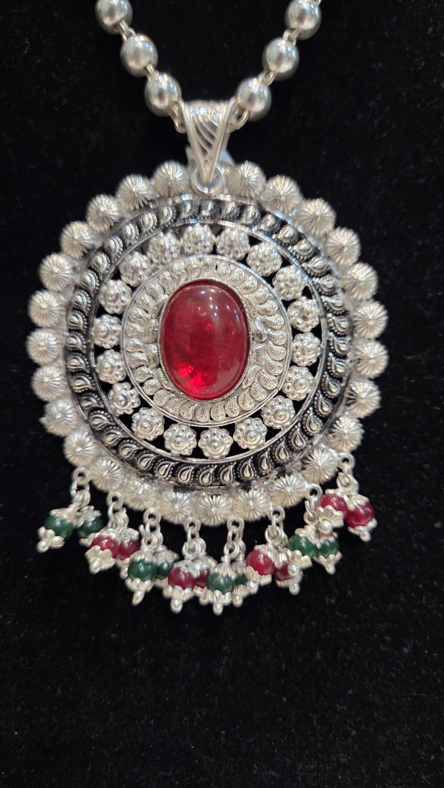 SILVER PENDENT SET | SILVER PENDENT | SILVER GOLI MALA - Image 3