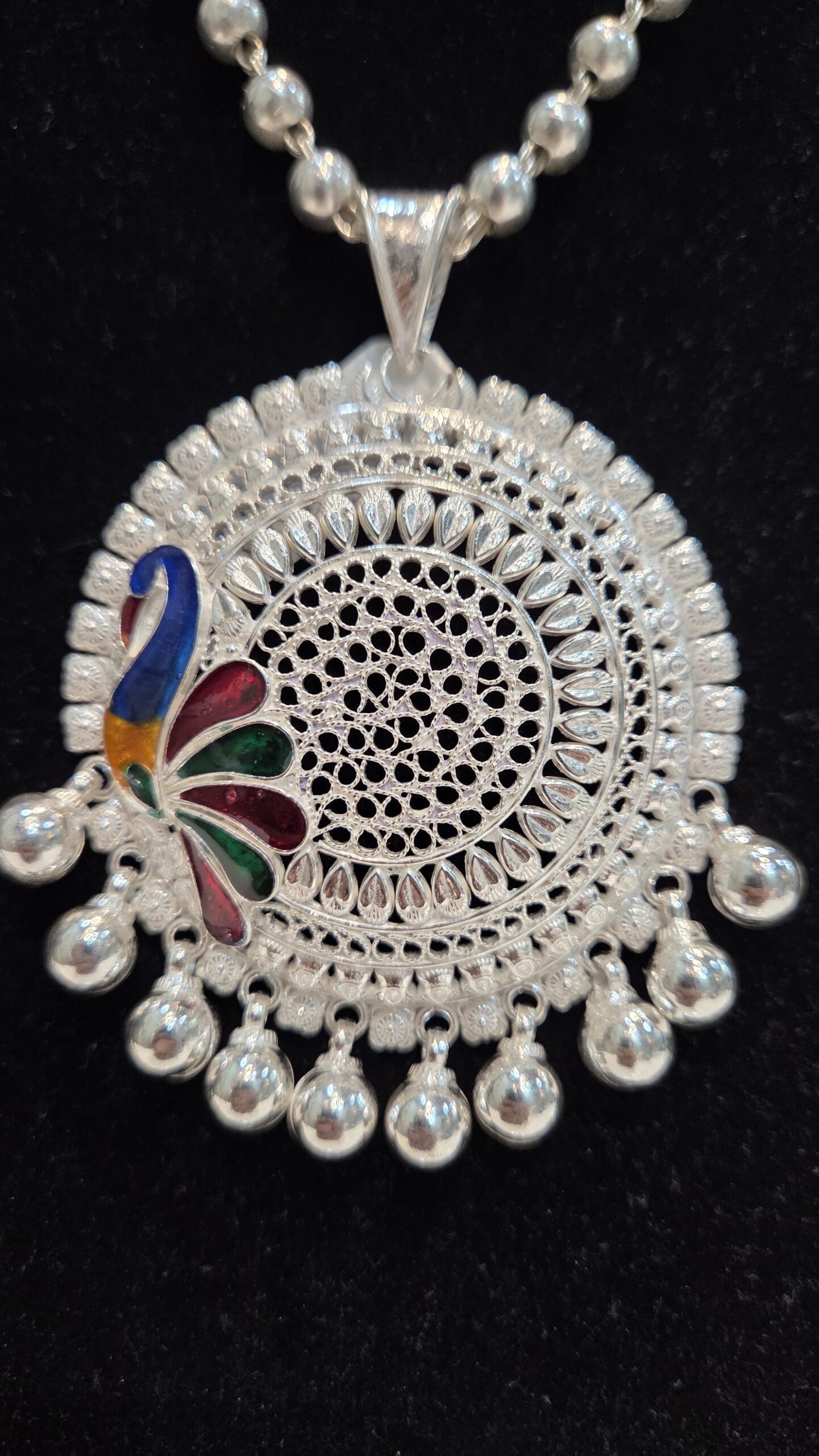 SILVER PENDENT SET | SILVER PENDENT | SILVER GOLI MALA - Image 3