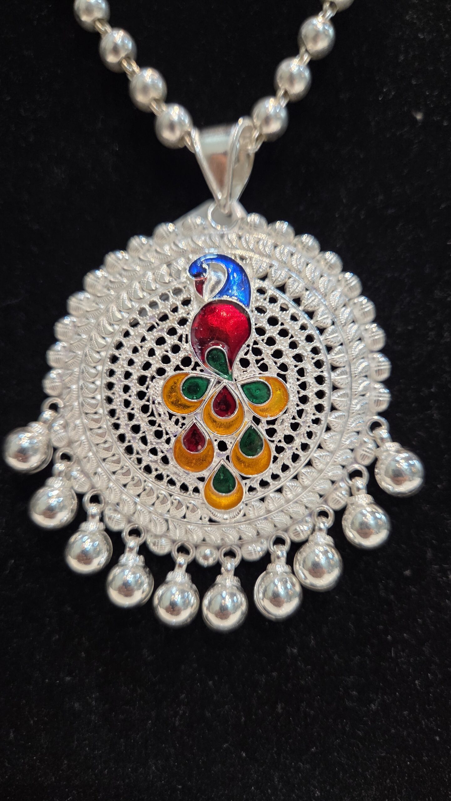 SILVER PENDENT SET | SILVER PENDENT | SILVER GOLI MALA - Image 3