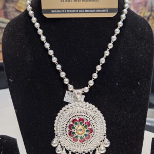 SILVER PENDENT SET | SILVER PENDENT | SILVER GOLI MALA