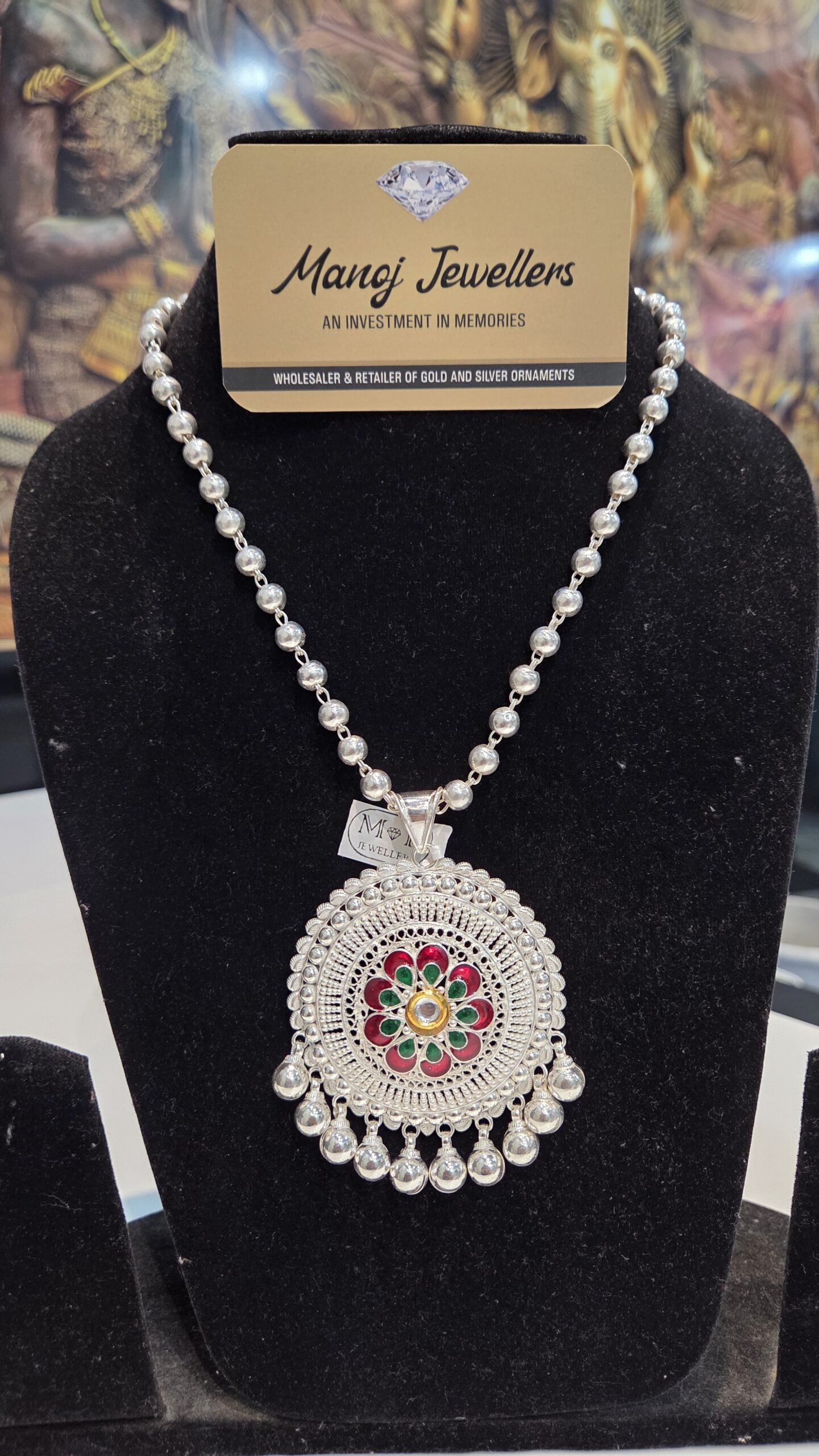 SILVER PENDENT SET | SILVER PENDENT | SILVER GOLI MALA