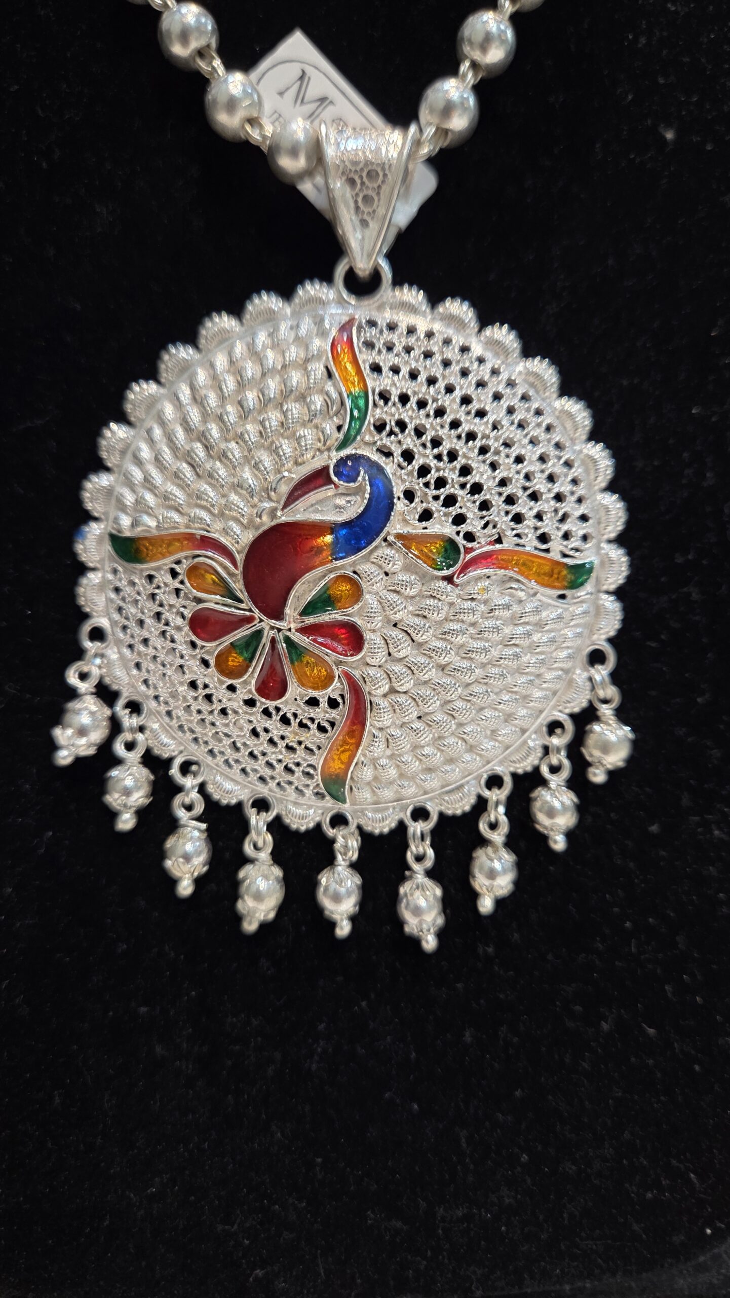 SILVER PENDENT SET | SILVER PENDENT | SILVER GOLI MALA - Image 3