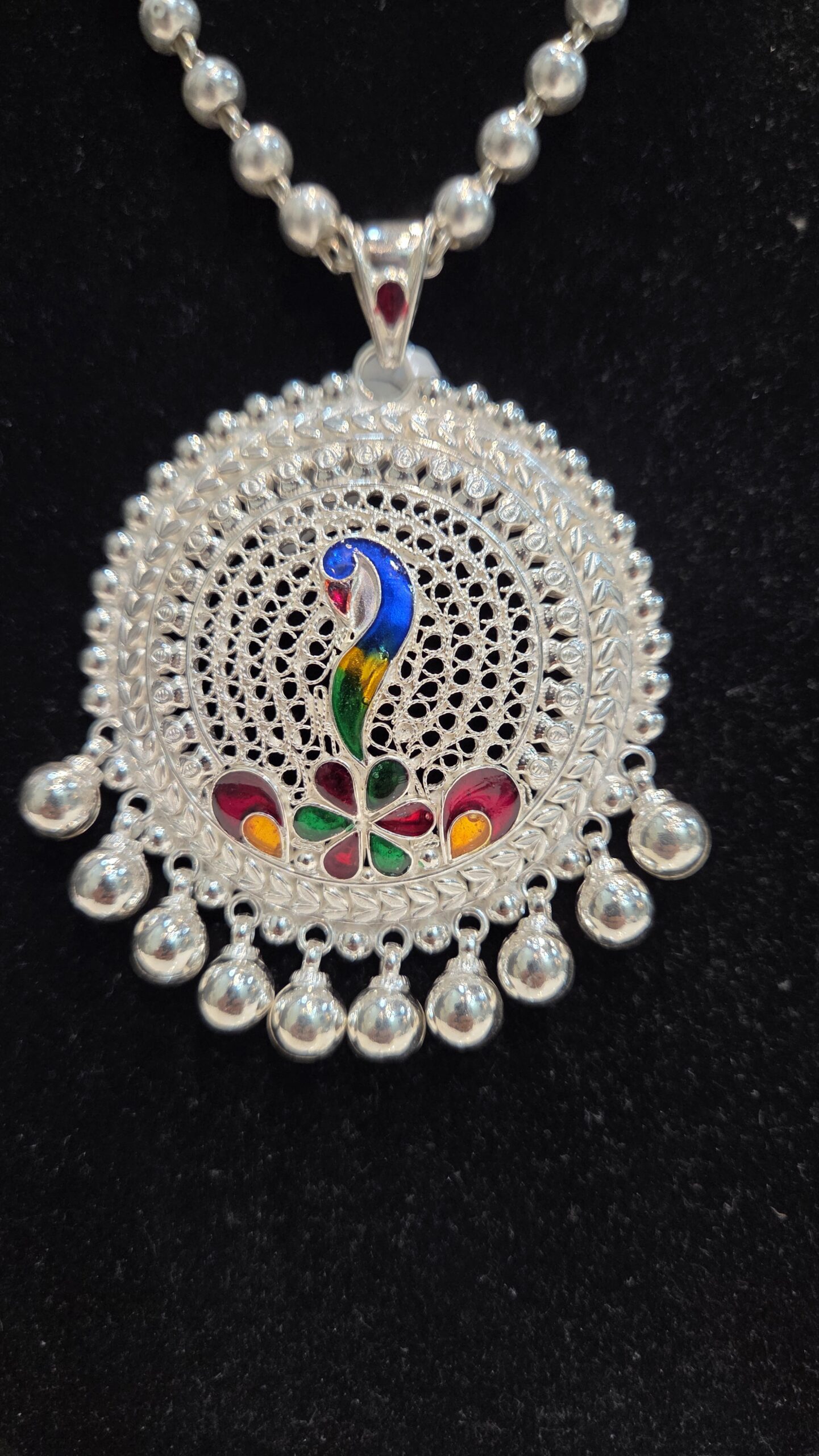 SILVER PENDENT SET | SILVER PENDENT | SILVER GOLI MALA - Image 3