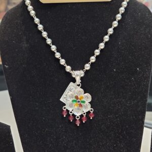 SILVER PENDENT SET | SILVER PENDENT | SILVER GOLI MALA