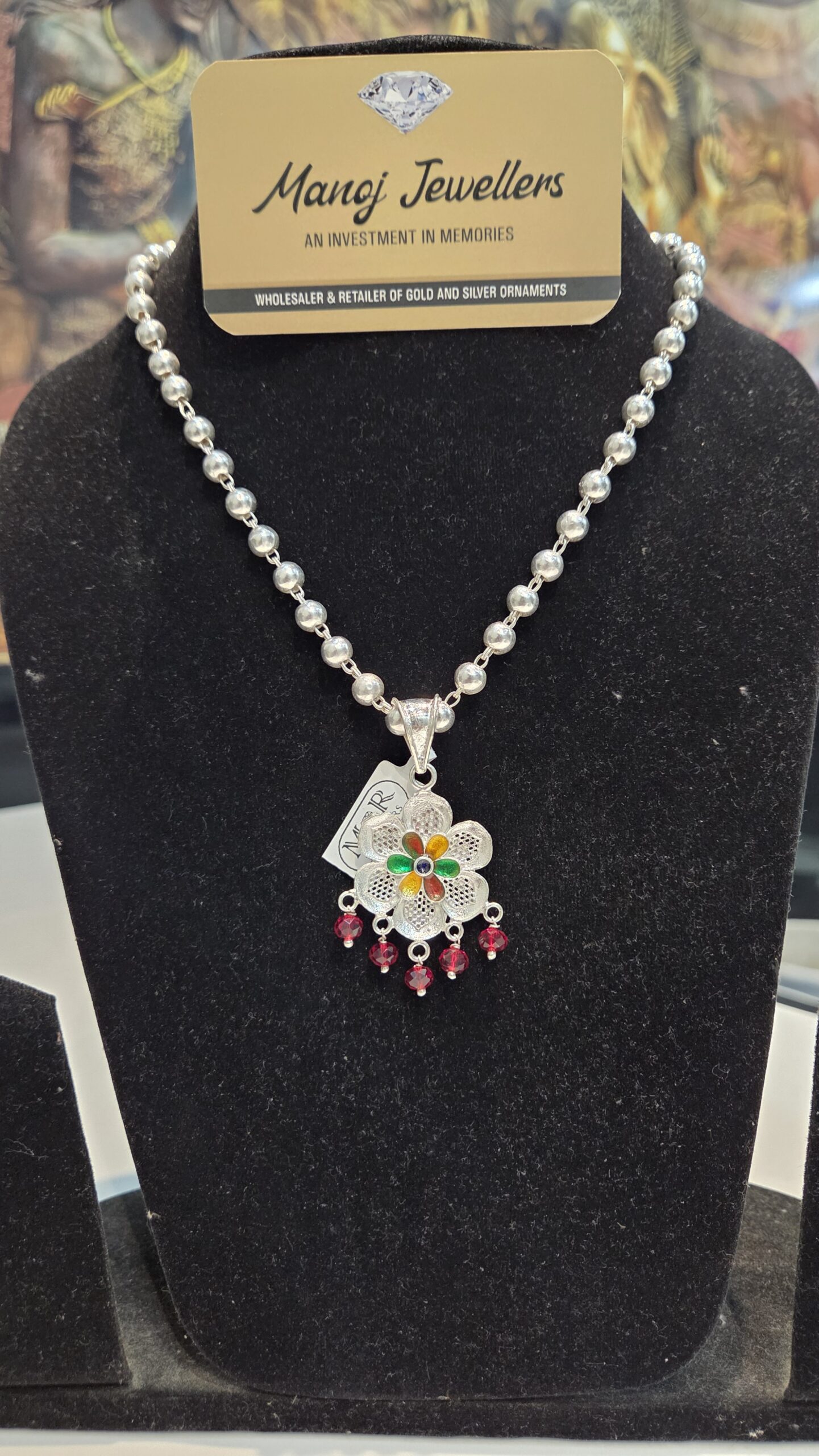 SILVER PENDENT SET | SILVER PENDENT | SILVER GOLI MALA