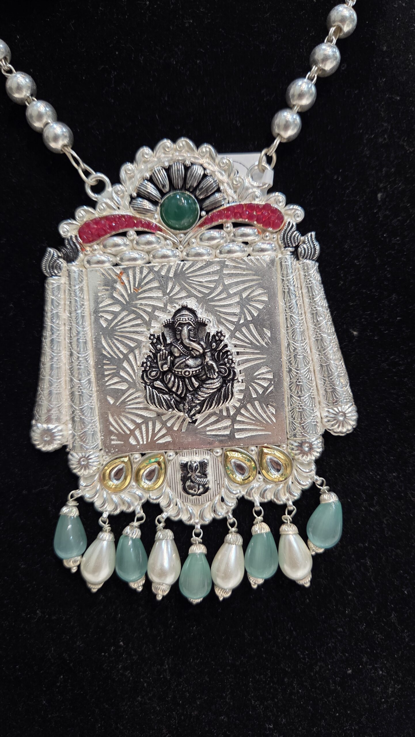 SILVER PENDENT SET | SILVER PENDENT | SILVER GOLI MALA - Image 3